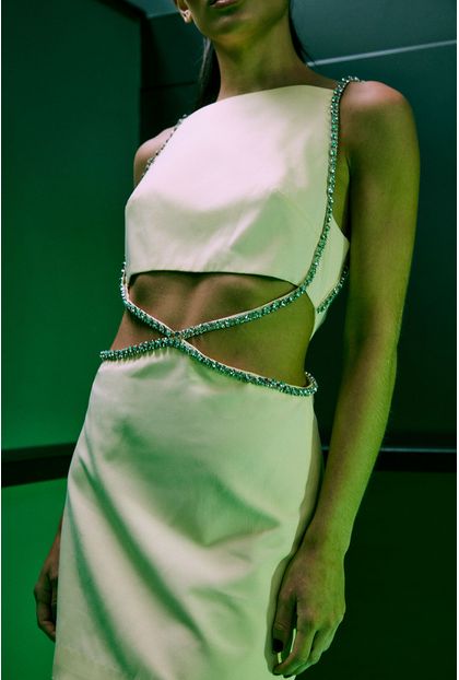 Vestido Strass Manteiga