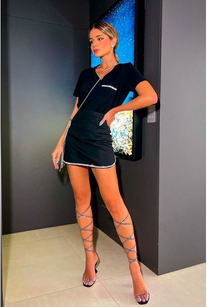 Minissaia Strass Preta